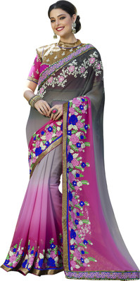 

Jiya Self Design, Embroidered, Embellished Fashion Georgette Saree(Pink, Grey, Beige), Beige;grey;pink