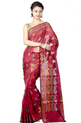 

Chandrakala Woven Banarasi Art Silk Saree(Red)