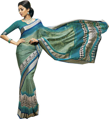 

Ishin Printed Fashion Georgette Saree(Green), Blue;green