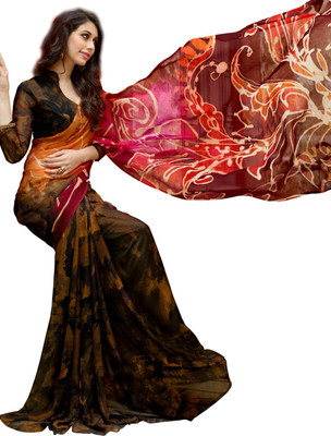 

Parisha Printed Fashion Georgette Saree(Multicolor), Olive & dark yellow