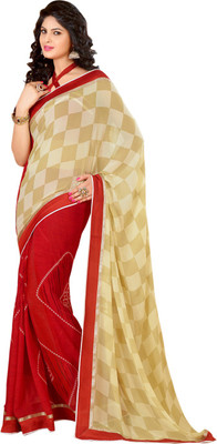 

Saara Printed Fashion Georgette Saree(Red, Beige)