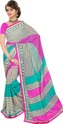 

Khoobee Self Design, Printed, Embellished Fashion Georgette Saree(Beige, Pink)