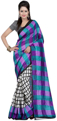 

Kesar Sarees Printed Bhagalpuri Art Silk Saree(Purple)