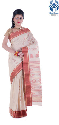 

Tantuja Woven Tangail Cotton Saree(White), Off white
