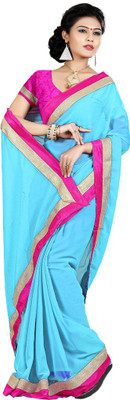 

Party Wear Dresses Solid Fashion Chiffon Saree(Blue)