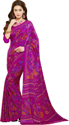 

Khoobee Self Design, Printed Fashion Crepe Saree(Pink)