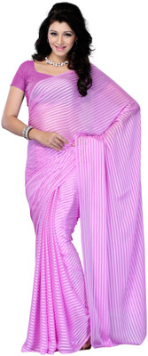 

JTInternational Striped Fashion Georgette Saree(Purple)