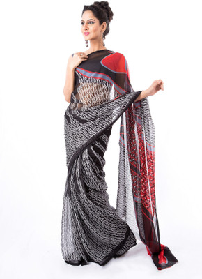 

Cenizas Printed Fashion Chiffon Saree(Black)