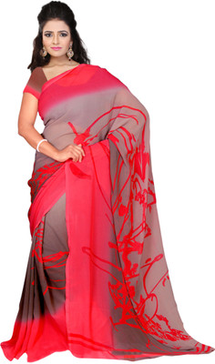 

Khushali Self Design, Printed Fashion Georgette Saree(Pink, Grey, Brown), Brown;grey;pink