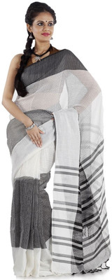 

Hawai Self Design Tant Cotton Saree(Black, White)