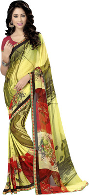 

Saara Printed Fashion Georgette Saree(Yellow, Red), Light yellow and red