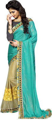 

Saara Floral Print Fashion Georgette, Lycra Saree(Beige, Blue), Beige and sky blue