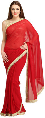 

Lime Embellished Fashion Georgette Saree(Red)