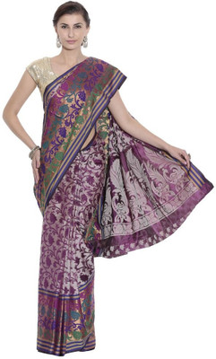 

AVR FASHIONS Floral Print Banarasi Silk Saree(Blue)
