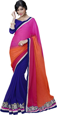 

Jiya Self Design, Embellished, Embroidered Fashion Georgette Saree(Blue, Multicolor)