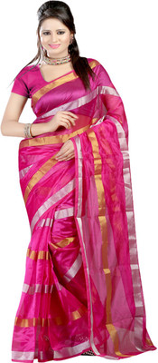 

Ansu Fashion Solid Fashion Silk Saree(Pink)