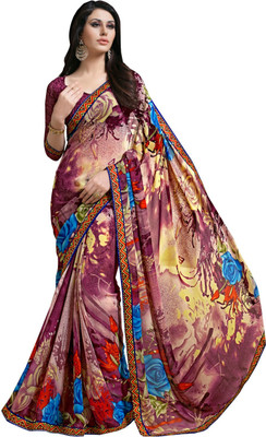 

Manthan Printed Daily Wear Georgette Saree(Purple, Beige), Wine & beige