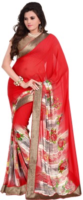 

Khushali Self Design, Printed Fashion Georgette Saree(Red, Multicolor), Multicolor;red