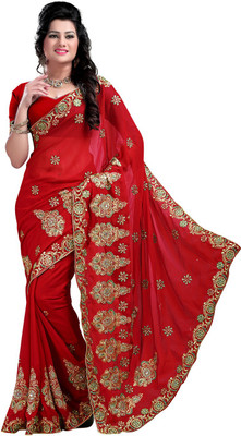 

Desi Butik Embroidered Fashion Art Silk Saree(Maroon)