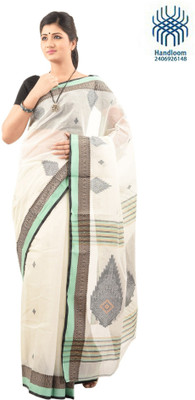 

Tantuja Self Design Dhaniakhali Handloom Cotton Saree(White), Offwhite