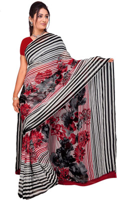 

Trendz Printed Bollywood Georgette Saree(White, Red), Red;white