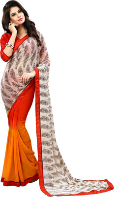 

Khoobee Self Design, Printed Fashion Georgette Saree(White, Multicolor, Orange, Red), Multicolor;orange;red;white