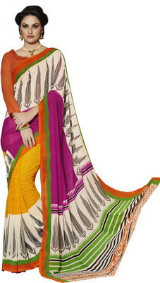 

Jiya Self Design, Printed Fashion Georgette Saree(Beige, Multicolor)