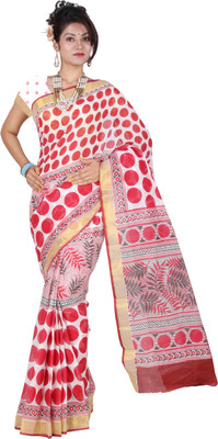 

Kanheyas Polka Print Daily Wear Handloom Cotton Saree(Maroon)