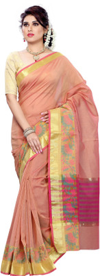 

Mimosa Solid Kanjivaram Cotton Saree(Orange), Peach