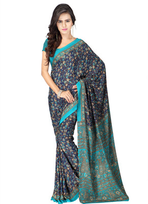 

Goodfeel Floral Print Fashion Crepe Saree(Multicolor), Blue