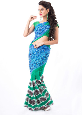 

Cenizas Printed Fashion Chiffon Saree(Multicolor), Blue