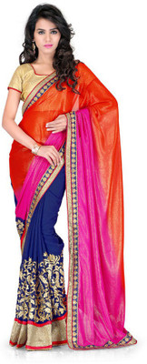 

Stylezone Embroidered Fashion Chiffon Saree(Blue, Red)