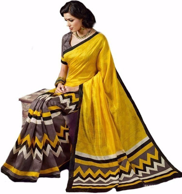 

Softdeal Printed Bhagalpuri Printed Silk Saree(Yellow)