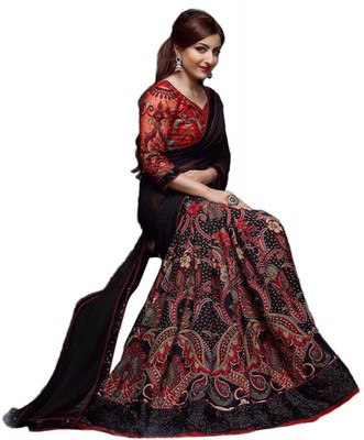 

Radhika Sari Embroidered Bollywood Chiffon Saree(Black)