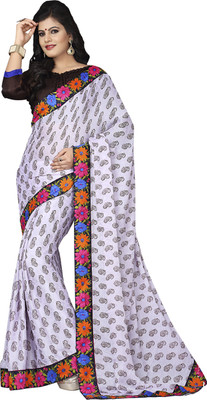 

Khushali Self Design, Printed Fashion Satin, Jacquard Saree(White, Black, Brown), Black;brown;white
