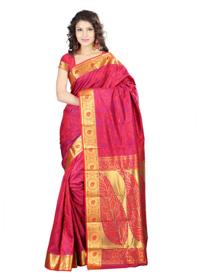 

Varkala Silk Sarees Woven Kanjivaram Jacquard Saree(Red)