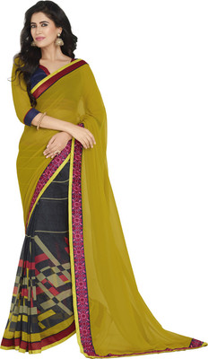 Parisha Printed Daily Wear Georgette Saree(Green, Blue)