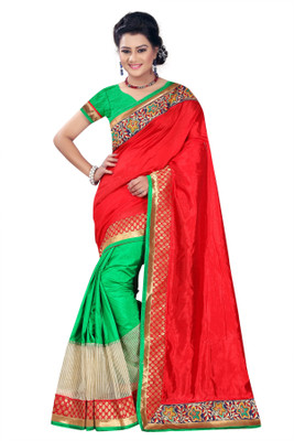 

Weavedeal Embellished, Self Design Banarasi Banarasi Silk Saree(Red)