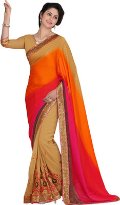 

Parisha Embroidered Daily Wear Jacquard, Georgette Saree(Beige, Multicolor)