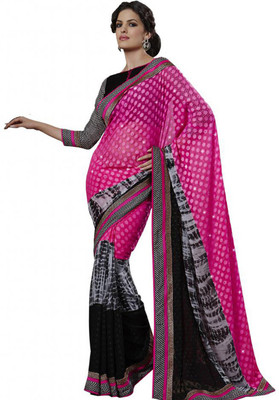 

Desi Butik Self Design Fashion Jacquard Saree(Multicolor), Black;pink
