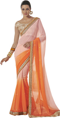 

Desi Butik Self Design Fashion Georgette Saree(Orange)