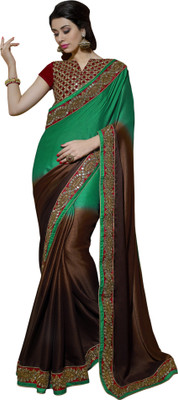 

Jiya Self Design, Embellished, Embroidered Fashion Satin, Jacquard Saree(Green, Brown), Brown;green