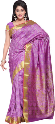 

Varkala Silk Sarees Woven Kanjivaram Saree(Purple), Levender
