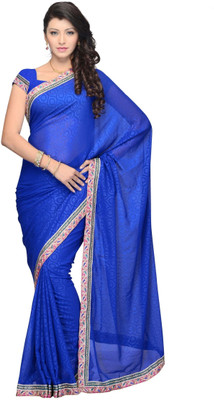 

JTInternational Geometric Print Fashion Georgette Saree(Blue), Royal blue