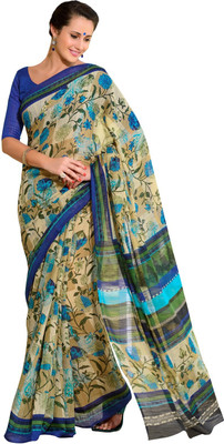 

Lovelylook Printed Fashion Polycotton Saree(Multicolor), Beige & blue