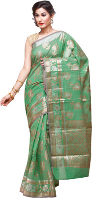 

Rani Saahiba Woven Chanderi Handloom Chanderi Saree(Green)