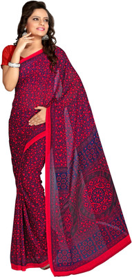 

Surupta Floral Print Daily Wear Georgette Saree(Red)