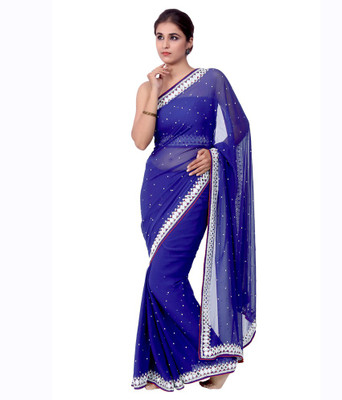 

Ellegent Embellished Fashion Georgette Saree(Blue)