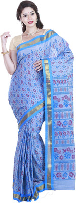 

SriSyndicate Printed Fashion Cotton Saree(Blue)