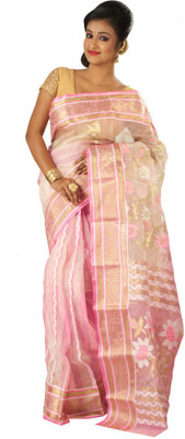

Rajib's Creation Embroidered Fashion Handloom Silk Saree(Beige, Orange)